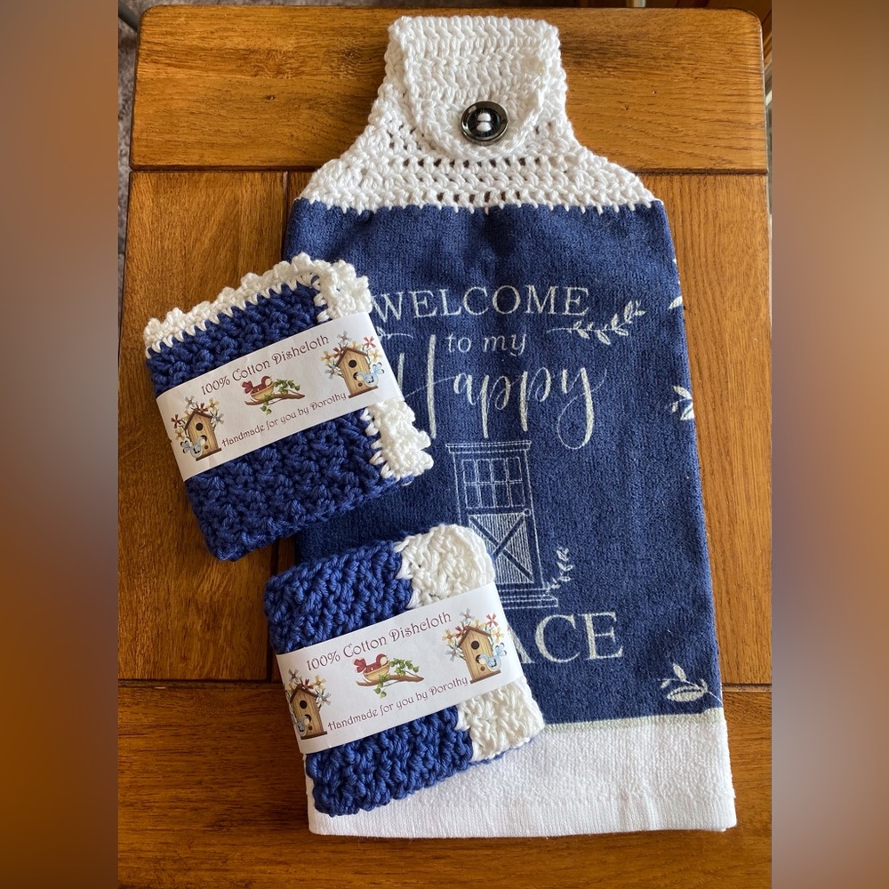 Crochet Kitchen Towel and 2 Dishcloths